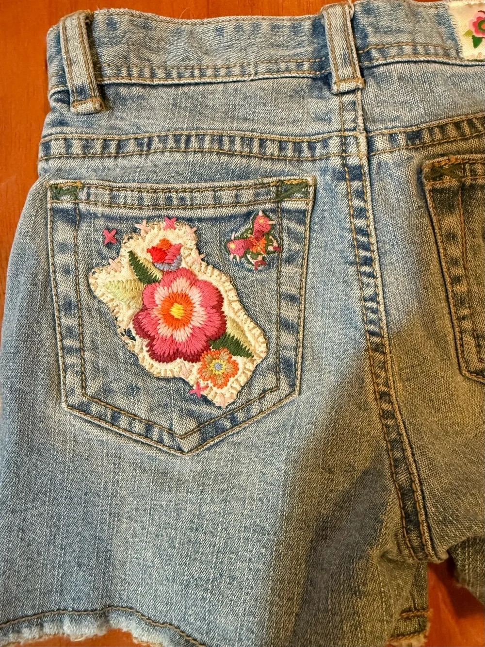 Children’s Place Denim Floral Appliqué Shorts - Blue Denim